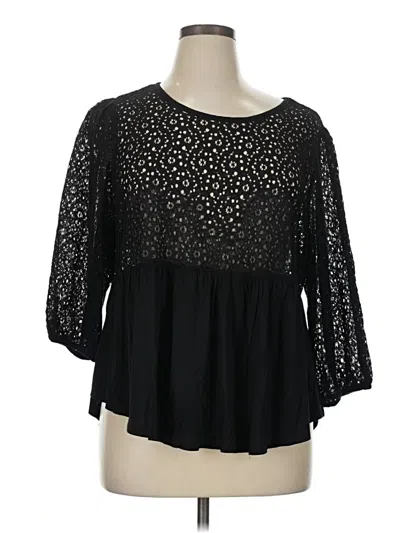 Pre-owned Dr2 3/4 Sleeve Blouse In Black