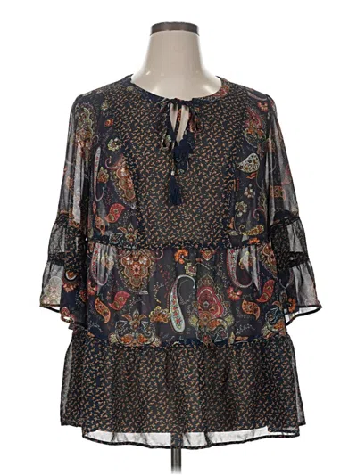 Pre-owned Dr2 3/4 Sleeve Blouse In Black