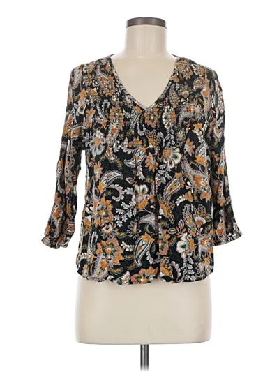 Pre-owned Dr2 3/4 Sleeve Blouse In Black