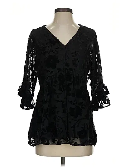 Pre-owned Dr2 3/4 Sleeve Blouse In Black