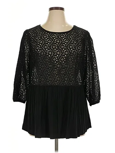 Pre-owned Dr2 3/4 Sleeve Blouse In Black