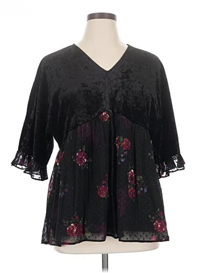 Pre-owned Dr2 3/4 Sleeve Blouse In Black