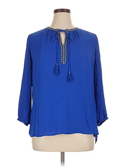 Pre-owned Dr2 3/4 Sleeve Blouse In Blue