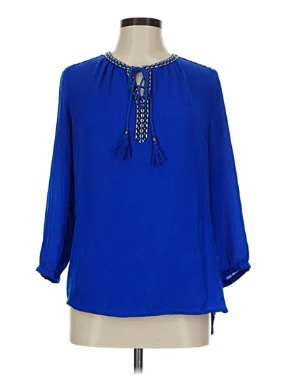 Pre-owned Dr2 3/4 Sleeve Blouse In Blue