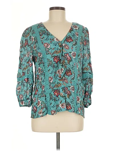 Pre-owned Dr2 3/4 Sleeve Blouse In Blue