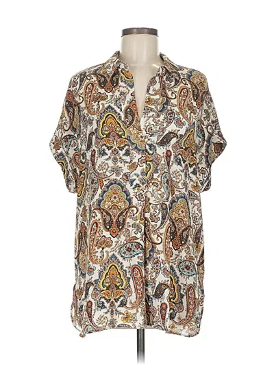 Pre-owned Dr2 3/4 Sleeve Blouse In Brown