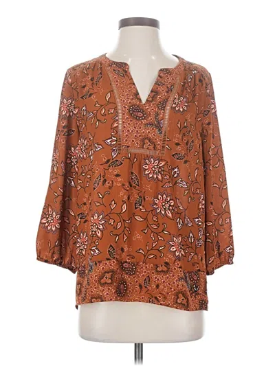 Pre-owned Dr2 3/4 Sleeve Blouse In Brown