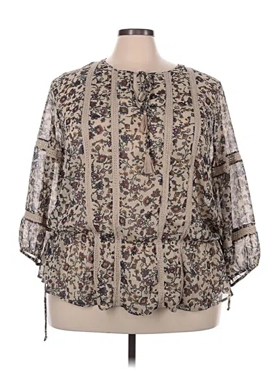 Pre-owned Dr2 3/4 Sleeve Blouse In Brown