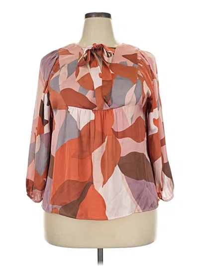 Pre-owned Dr2 3/4 Sleeve Blouse In Brown