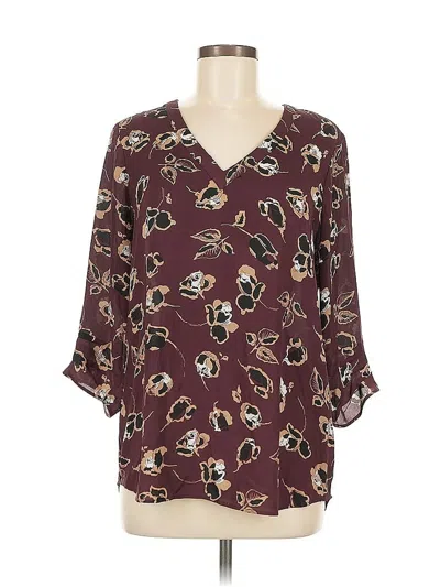 Pre-owned Dr2 3/4 Sleeve Blouse In Burgundy