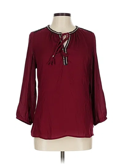 Pre-owned Dr2 3/4 Sleeve Blouse In Burgundy