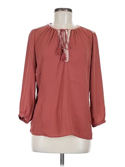 Pre-owned Dr2 3/4 Sleeve Blouse In Burgundy