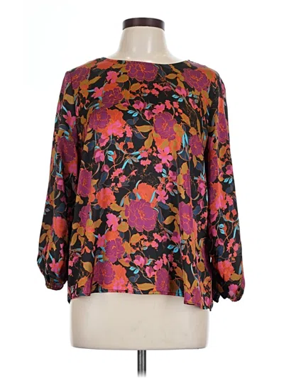 Pre-owned Dr2 3/4 Sleeve Blouse In Burgundy