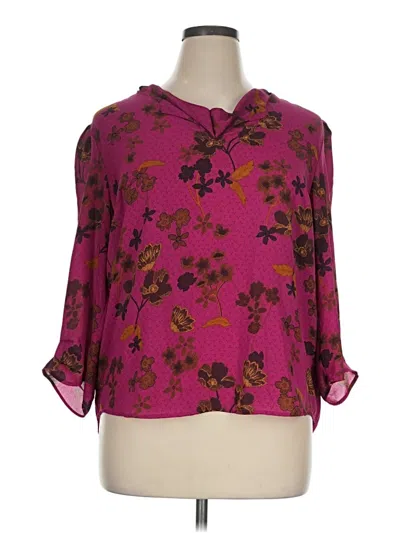 Pre-owned Dr2 3/4 Sleeve Blouse In Burgundy