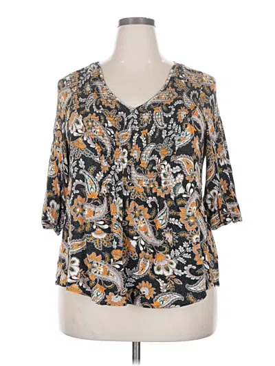 Pre-owned Dr2 3/4 Sleeve Blouse In Gray
