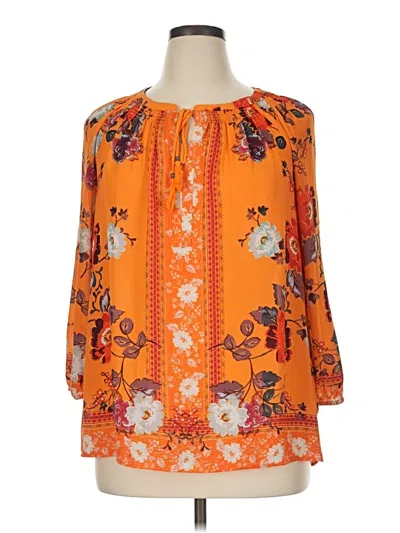 Pre-owned Dr2 3/4 Sleeve Blouse In Orange