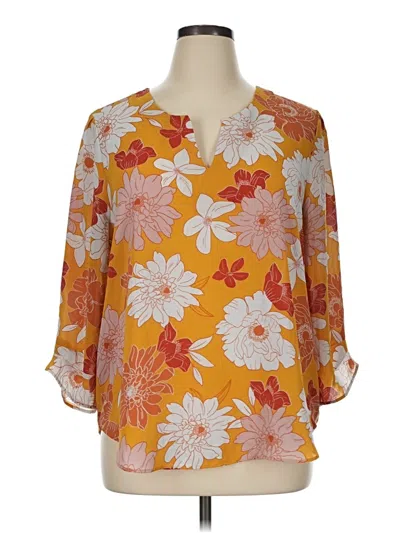 Pre-owned Dr2 3/4 Sleeve Blouse In Orange