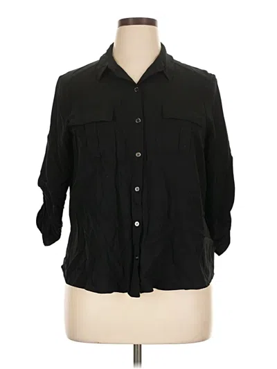 Pre-owned Dr2 3/4 Sleeve Button Down Shirt In Black