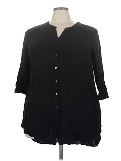 Pre-owned Dr2 3/4 Sleeve Button Down Shirt In Black