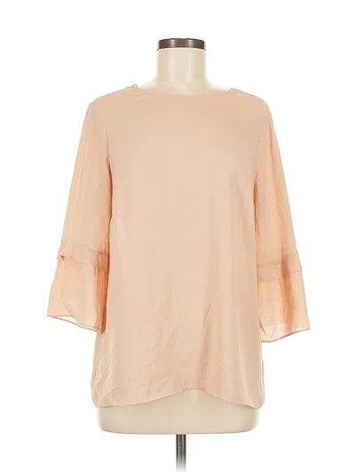 Pre-owned Dr2 3/4 Sleeve Top Tan Boatneck Tops In Brown