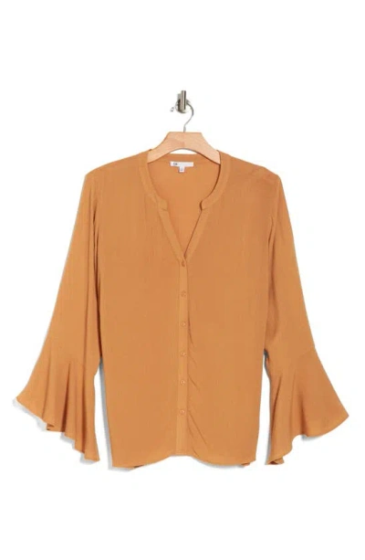 Dr2 By Daniel Rainn Bell Sleeve Button-up Shirt In Orange