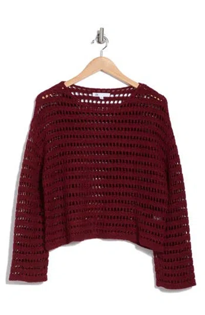 Dr2 By Daniel Rainn Bell Sleeve Open Knit Sweater In Wine Red