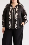 Dr2 By Daniel Rainn Border Print Button-up Shirt In Black