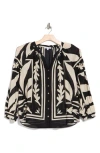 Dr2 By Daniel Rainn Border Print Button-up Shirt In Black Cream