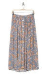 Dr2 By Daniel Rainn Button Front Midi Skirt In Blue