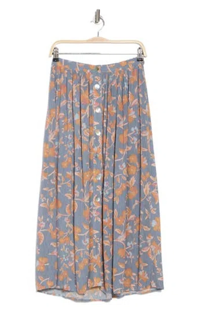 Dr2 By Daniel Rainn Button Front Midi Skirt In Blue