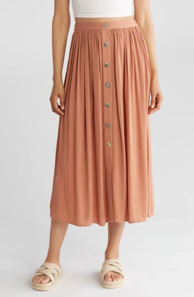 Dr2 By Daniel Rainn Button Front Midi Skirt In Blush Taupe