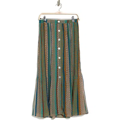 Dr2 By Daniel Rainn Button Front Pleated Maxi Skirt In Turquoise