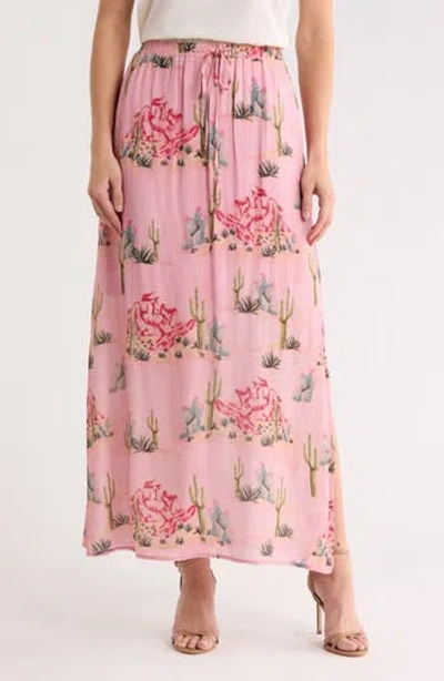 Dr2 By Daniel Rainn Cactus Rose Maxi Skirt In Pink