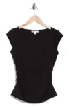 Dr2 By Daniel Rainn Cap Sleeve Ruched Side T-shirt In Black