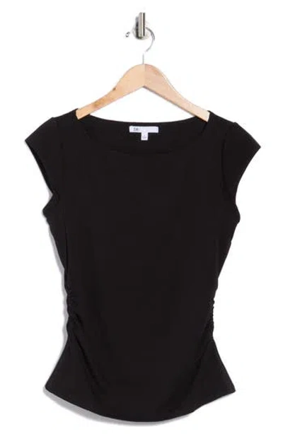Dr2 By Daniel Rainn Cap Sleeve Ruched Side T-shirt In Black