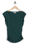 Dr2 By Daniel Rainn Cap Sleeve Ruched Side T-shirt In Green