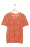 Dr2 By Daniel Rainn Cotton Jacquard Short Sleeve Sweater In Coral