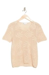 Dr2 By Daniel Rainn Cotton Jacquard Short Sleeve Sweater In Sand