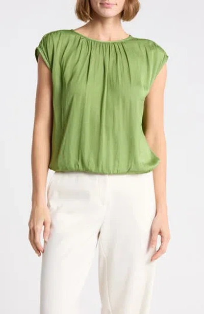 Dr2 By Daniel Rainn Crinkle Satin Bubble Hem Top In Green