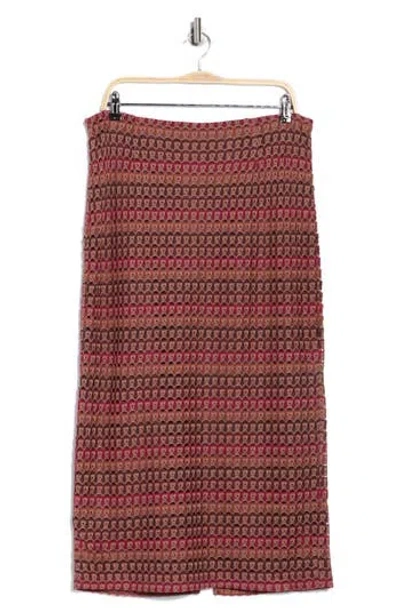 Dr2 By Daniel Rainn Crochet Stripe Midi Skirt In Brown