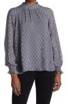 Dr2 By Daniel Rainn Daniel Rainn Long Sleeve Swiss Dot Blouse In Gray