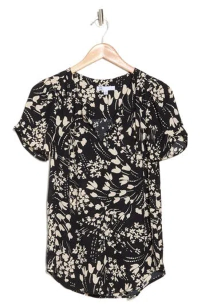 Dr2 By Daniel Rainn Daniel Rainn Pinch Sleeve Blouse In Black Print