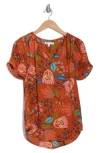 Dr2 By Daniel Rainn Daniel Rainn Pinch Sleeve Blouse In M071 Brown