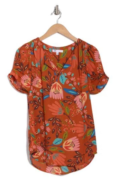 Dr2 By Daniel Rainn Daniel Rainn Pinch Sleeve Blouse In M071 Brown