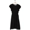 Dr2 By Daniel Rainn Double Ruffle Flutter Sleeve Fit & Flare Dress In Black