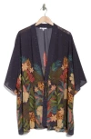 Dr2 By Daniel Rainn Drawstring Floral Open Front Kimono
