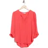 Dr2 By Daniel Rainn Elka Patterned Split Neck Blouse