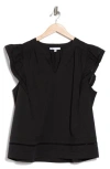 Dr2 By Daniel Rainn Embroidered Ruffle Cotton Blend Poplin Top