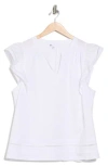 Dr2 By Daniel Rainn Embroidered Ruffle Cotton Blend Poplin Top