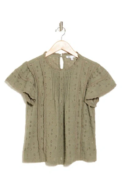 Dr2 By Daniel Rainn Eyelet Embroidered Top In Basil